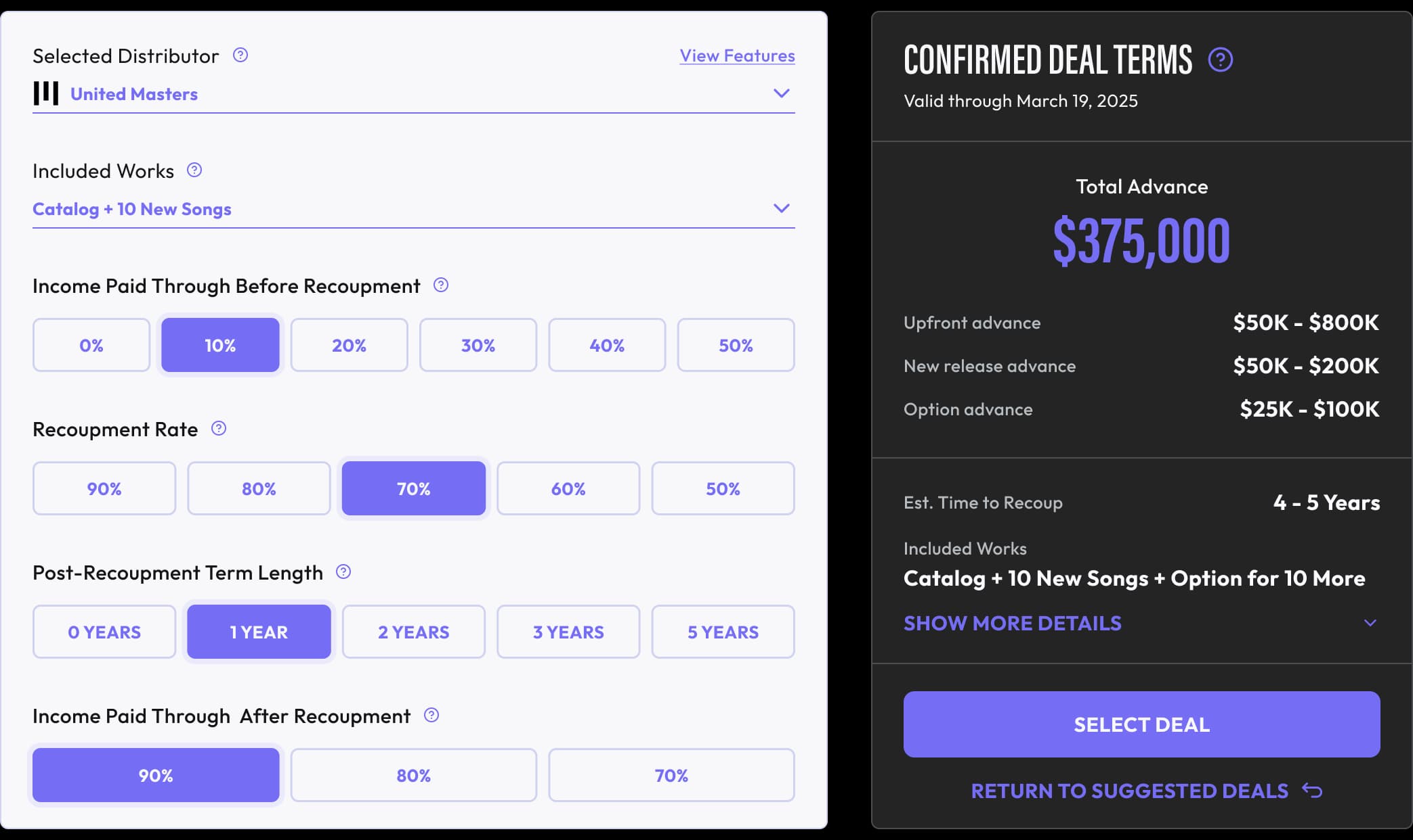 Customize your funding deal